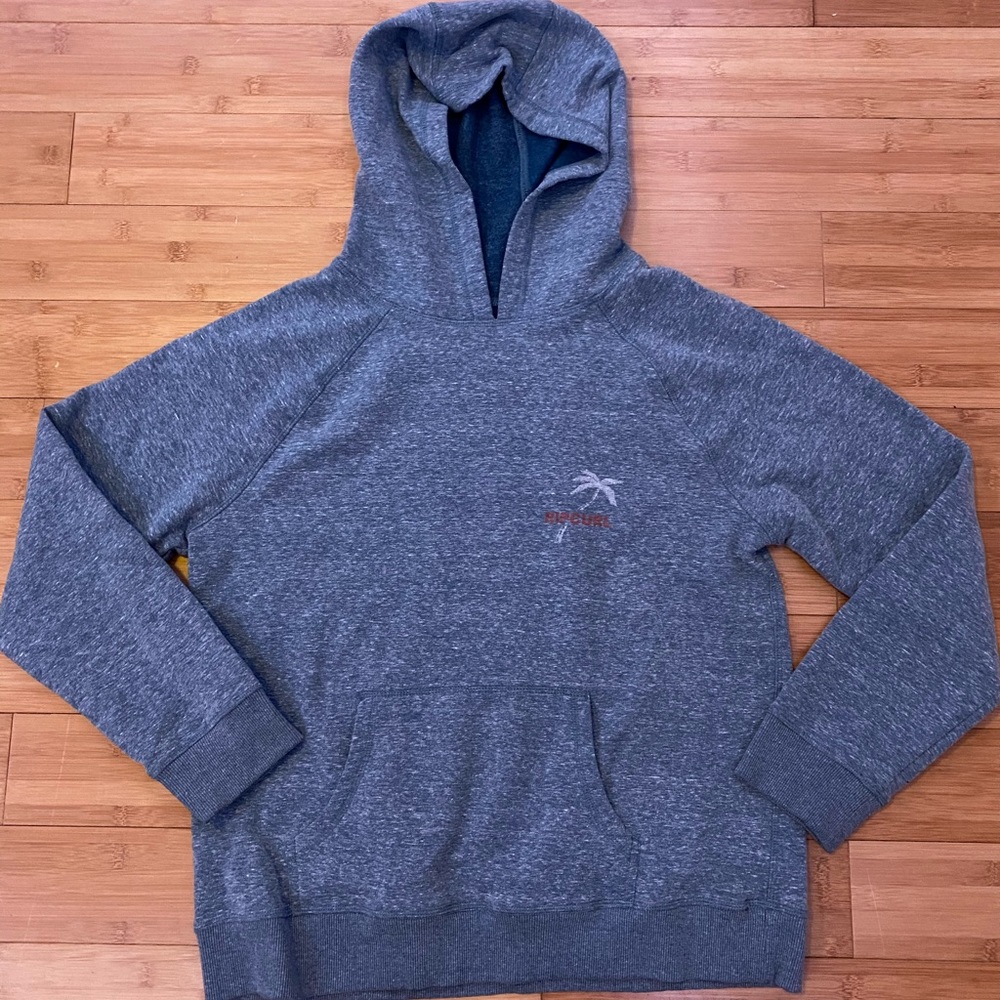 Blue sweatshirt.